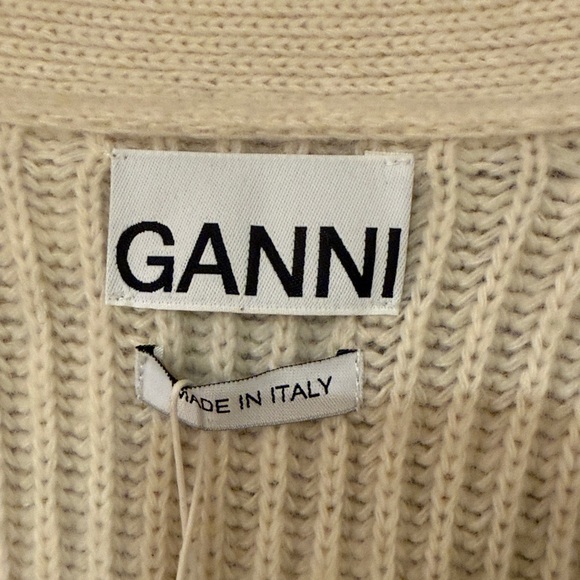 Ganni Cream Crystal Button Oversized Cardigan - Picture 7 of 12